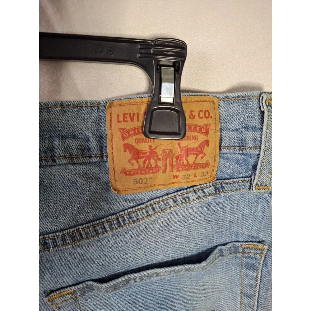 LEVI 502 Straigth Fit Tapered Leg Strech Blue Jeaan Men s Size 32 X 32 (1497)
